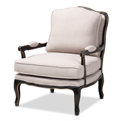 Baxton Studio Antoinette Traditional Beige Fabric Upholstered and Black Finished Accent Chair